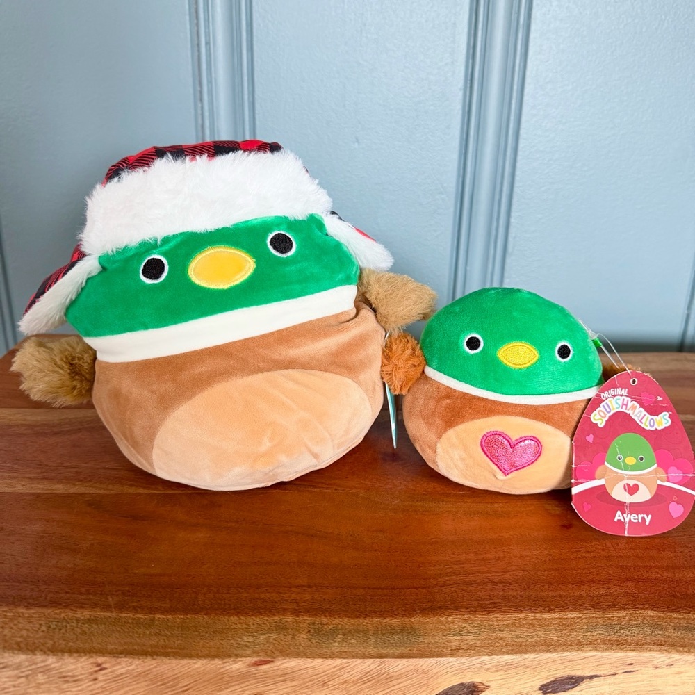 Squishmallows Avery the mallard duck holiday and valentines bundle